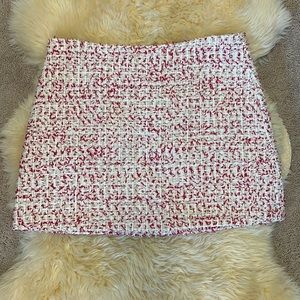 Alice + Olivia, off-white/raspberry mini pencil skirt, 12